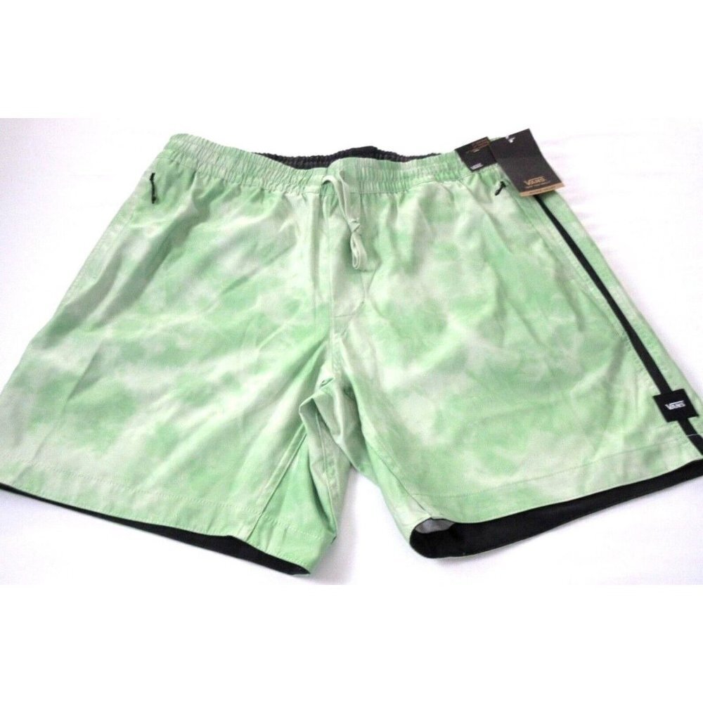 Vans Men's Voyage Volley 17" Tie Dye Swim shorts Celadon Green Black White NWT